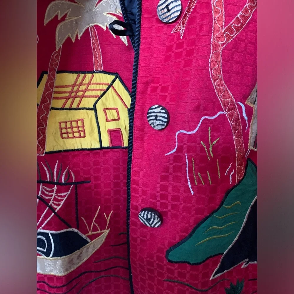 INDIGO MOON Red Embroidered Jacket (2)🌴